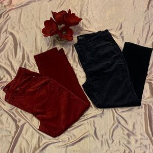 🌹Chico's Like New Vibrant VELVET BLUE & Red High Waist Jeggings Bundle